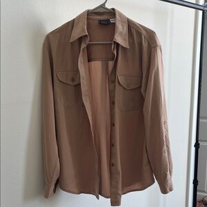 Laura Scott Women’s Light Brown Button-Front Shirt Jacket